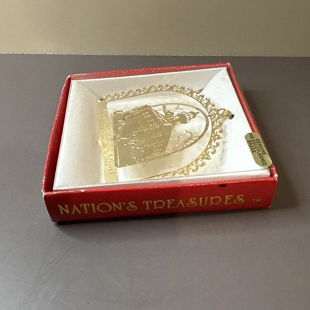Nation's Treasures ALASKA Christmas Ornament  24K Gold Flashed Brass